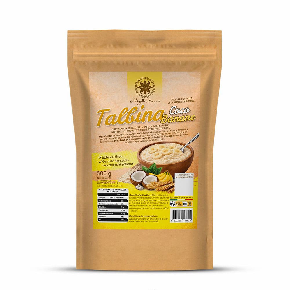 Talbina coco banane bio - Fabrication artisanale fran&ccedil;aise - 500g