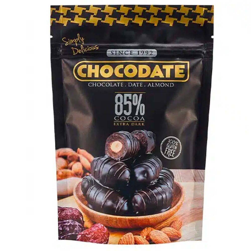 Dattes enrobées de chocolat noir amande – Chocodate - 90g