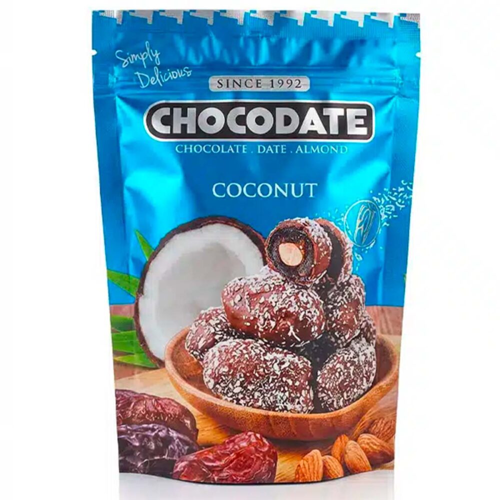 Datteln in Kokosnuss-Mandel-Schokolade - Chocodate - 90g